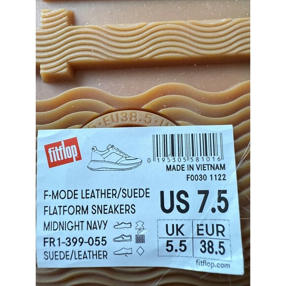 FitFlop‎ F-Mode Leather Suede Flatform Sneaker SZ 7.5 Slip Resistant Navy NEW - Picture 3 of 9